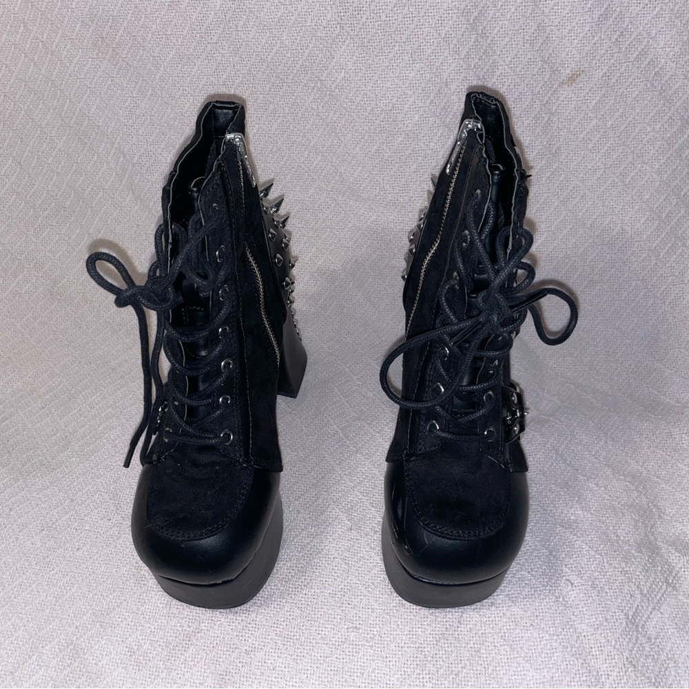 Demonia Charade-100 Spiked Ankle Boots with Bracelets - Picture 3 of 10